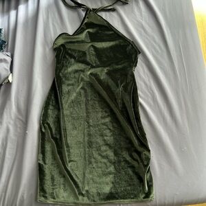 PrettyLittleThing Green Halter Sheath Dress